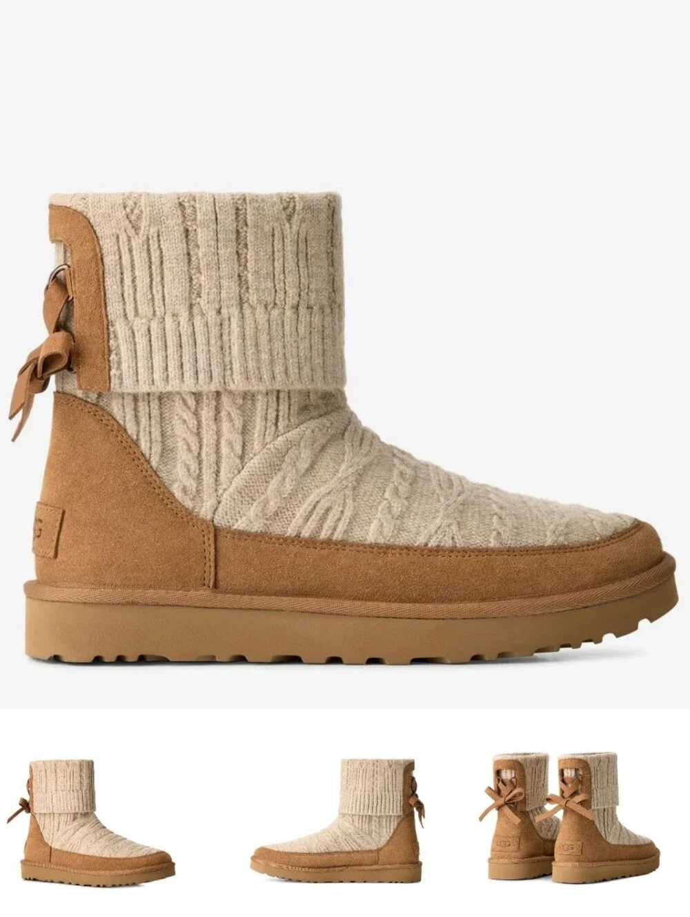 UGG W Classic Mini Cabelle Knit Boots- Chestnut-Size-9
